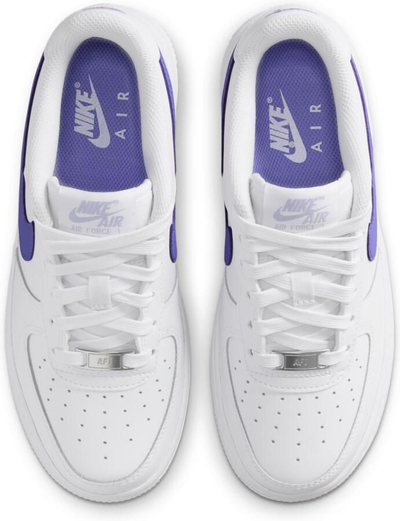 Atletet Nike Air Force 1 për fëmijë, lëkurë sintetike, të bardha me vjollcë
