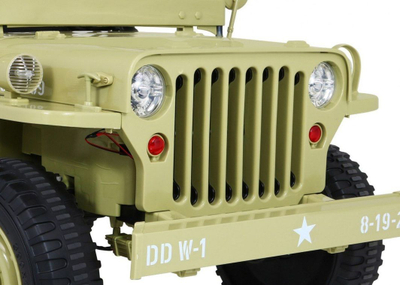 Makina elektrike për kalamaj Baby Active Retro Military Vehicle 4x4, me drita që punojnë, ngjyrë rëre