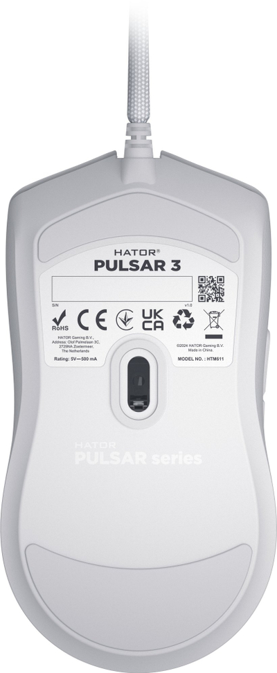 Maus gaming Hator Pulsar 3, me kabllo, 12000 DPI, i bardhë