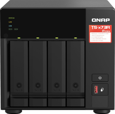 Set NAS Qnap TS-473A-8G me switch QSW-1105-5T, 4 vende disqesh, 2.5GbE, i zi