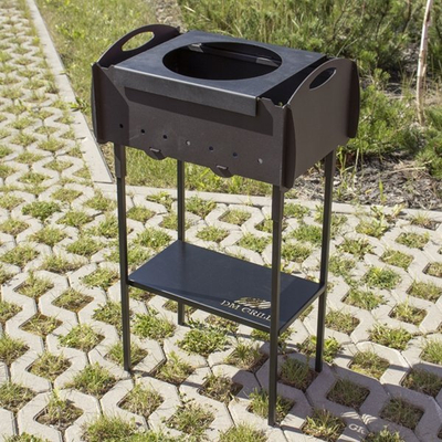 Mbajtës kazanësh DM Grill GR-067, për gatim në natyrë, metal, i zi