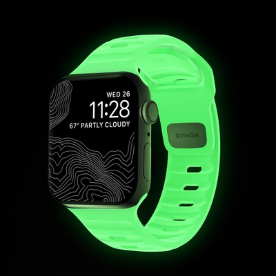 Rrip sportiv Glow 2.0 për Apple Watch, 41mm 42mm, gome FKM, i zi