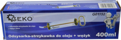 Pompe vaji GEKO 400 ml, me dorezë të madhe, me zorrë fleksibël