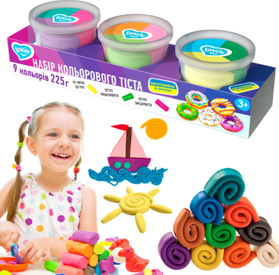 Set plasteline Okto Lovin, 9 ngjyra, 3 pjesë, shumëngjyrëshe