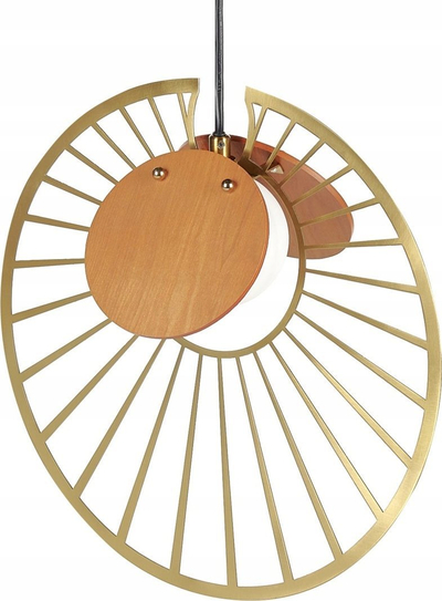 Lampë varëse Beliani Bargo, metal edhe dru, stil modern, ari mat