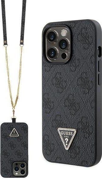 Mbulesë telefoni Guess GUHCP13LP4TDSCPK për iPhone 13 13 Pro, Crossbody 4G Metal Logo, e zezë