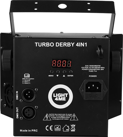 Efekt drite Light4Me TURBO DERBY 4IN1, LED RGBW UV, lazer i kuq edhe i gjelbër, i zi