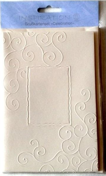 Kartolina urimi Teka Ornament 03, me letra dhe zarfe, set 5 copë, ngjyrë krem