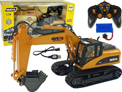 Lodër eskavator me zinxhir H-Toys 1535, me komandë R/C 1:14, 2.4GHz, i verdhë