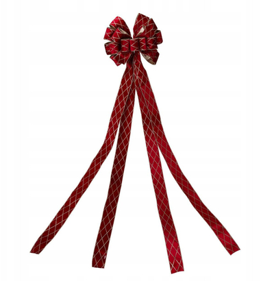 Fjongo zbukuruese për pemë CHRISTMAS TREE BOW, 33x130cm, e kuqe me ar