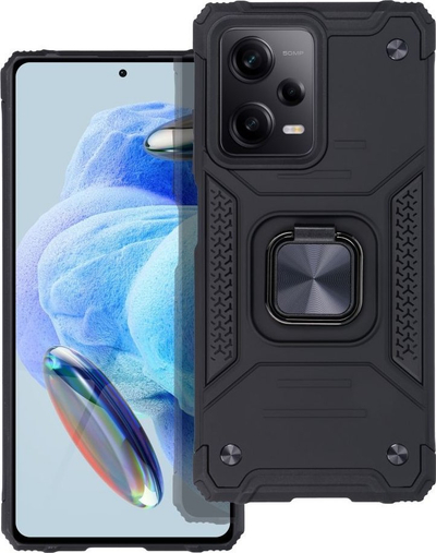 Kopertinë telefoni për Xiaomi Redmi Note 12 Pro 5G edhe Poco X5 Pro, me unazë metalike, mbrojtëse, e zezë