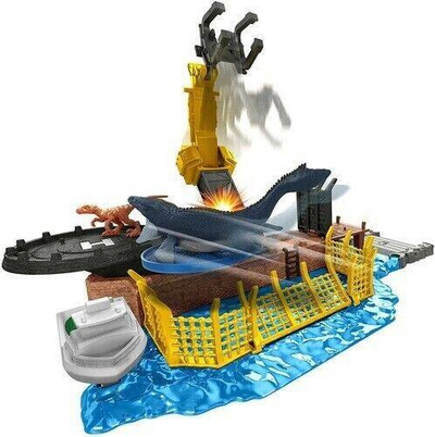 Set loje Jurassic World Dominion Minis Mosasaurus Mayhem, 2 figura dinosauri, aksesorë interaktivë, multingjyrësh