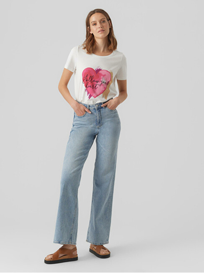 Bluzë Vero Moda VMAMALA Regular Fit 10291798 Snow White Heart