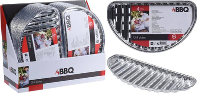 Сет тави за скара HTI-Living Grill Tray, 4 парчиња, полу кружни, сребрени