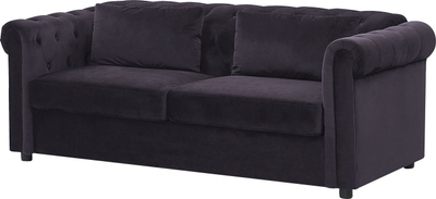 Кревет-диван Beliani Chesterfield од кадифе, 3 седишта, кадифе, црн