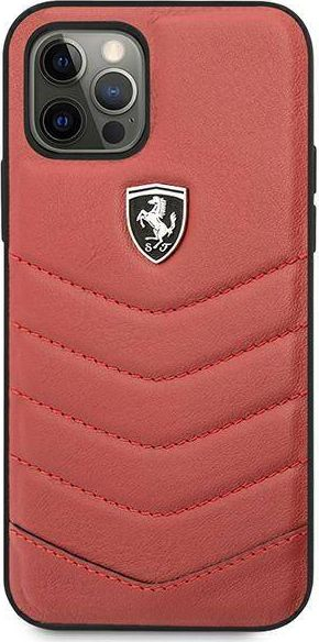 Kapak telefoni Ferrari Quilted, për iPhone 12 12 Pro, lëkurë, i kuq