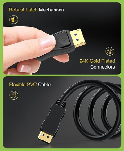 Kabllo Techly DisplayPort 2.1, 4K, 3m, e zezë