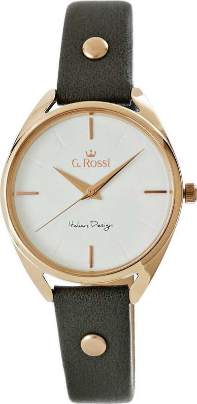 Рачен часовник за жени G.Rossi 12191A2-3B4, кварцен, сив кожен ремен, розово златна