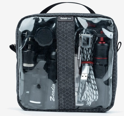 Qese organizuese Think Tank Cable Management 5, me xhep plastik transparent, gri