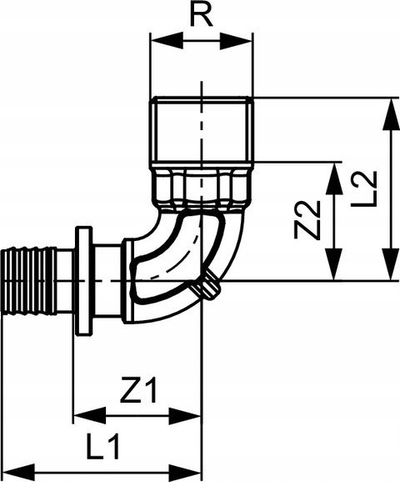 Kоска кутен адаптер Tece 707516, преодна нипла 16x1/2", месинг