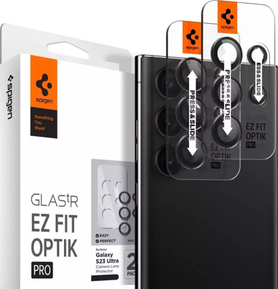 Mbrojtëse kamere Spigen Glass EZ Fit Optik Pro, 2 copë, për Samsung Galaxy S23 Ultra, e zezë