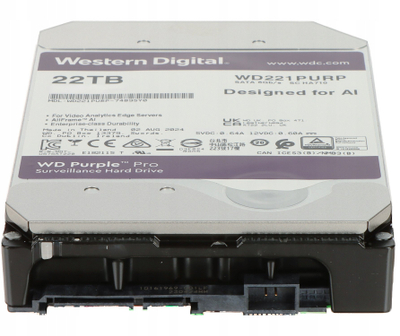 Внатрешен диск Western Digital WD Purple Pro HDD-WD221PURP, 22TB, 3.5\", 24/7