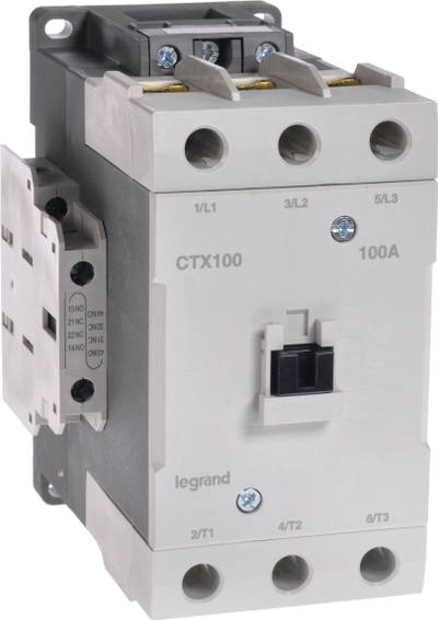 Kontaktor Legrand CTX100, 3P 100A, spirale 24V DC, gri