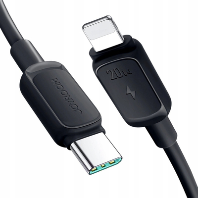 Kabëll karikimi Joyroom Multi Color Series A14, USB C në Lightning, 20W, 1.2m, i zi
