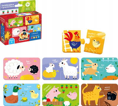 Puzzle edukativ Czuczu Couple Puzzle Kafshë Fshati, 7 pjesë, shumëngjyrësh