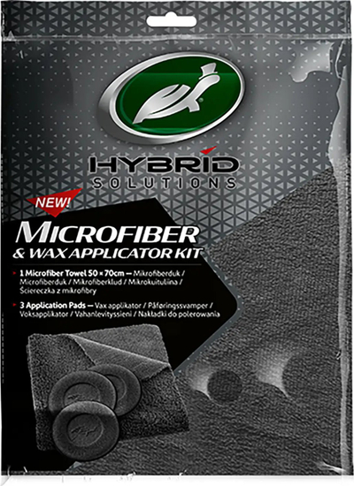 Set pastrimi Turtle Wax Hybrid Solutions me leckë mikrofibër &amp; aplikator dylli, peshqir 50×70 cm, 3 sfungjerë aplikues, gri