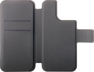 Këllëf-portofol PURO Folio MagSafe për iPhone 14 Pro Max / 13 Pro Max, lëkurë eko, i zi