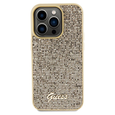 Kapak telefoni Guess Disco Metal Script për iPhone 14 Pro Max, 6.7", hardcase, ngjyrë ari