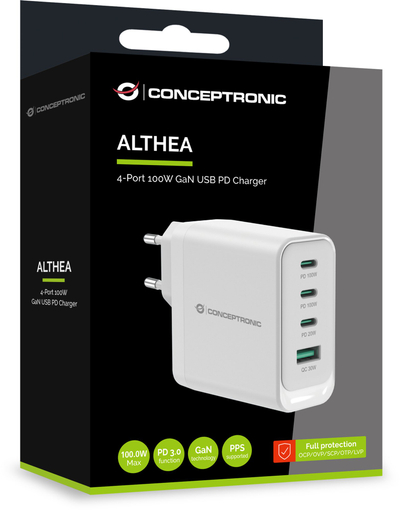 Полнач за ѕид Conceptronic ALTHEA22W100, универзален, брзо полнење, бел