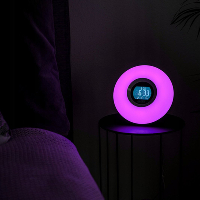 Ora me alarm diellore Solar Alarm Clock, radio FM, dritë zgjimi LED, e bardhë