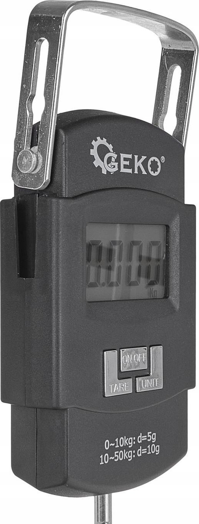 Peshore dore Geko Hook Scale, 50kg, ekran LCD, e zezë