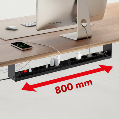 Organizues kabllosh Maclean MC-107, 85cm, çelik i fortë, fiksim me vida, i zi