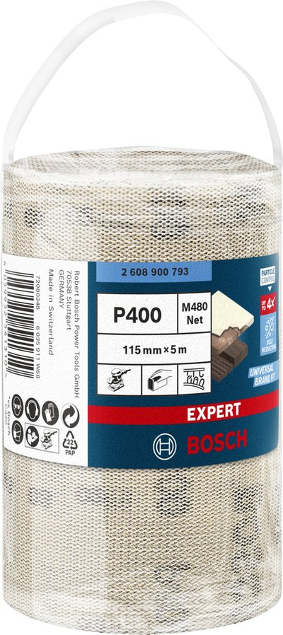 Rrjetë gërryese Bosch Expert M480 Sanding Net, për dru bojë dhe gips, gri