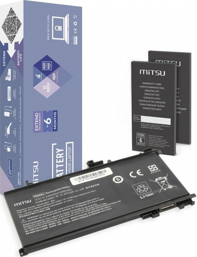 Bateri laptopi Mitsu TE04XL për HP Omen 15, 2800mAh 43Wh, 15.4V, e zezë