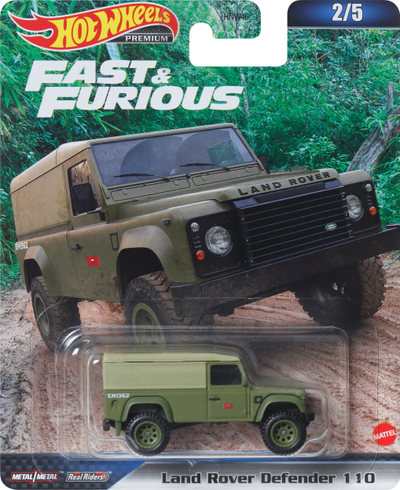 Lodër makinë Hot Wheels Fast and Furious Land Rover Defender 110, metal, e vogël, me ngjyra