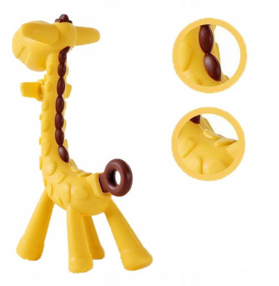 Ushqyes silikoni për dhëmbë Bocioland Giraffe, nga 3 muaj, i verdhë kafe