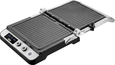 Grill kontaktual ECG KG 1000 Gourmet, pllakë e ndërroshme, kontroll digjital, inox