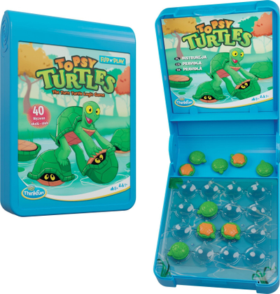 Loja udhëtuese Ravensburger Flip and Play Upside Down Turtles, lojë logjike, 40 sfida, shumëngjyrëshe