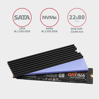 Ftohës pasiv AXAGON CLR-M2L3, për SSD M.2 2280, 3mm