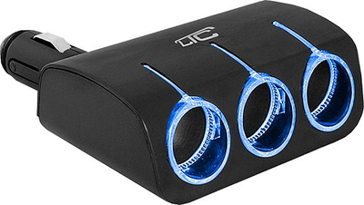 Adapter makine LTC LXAS5, 3 dalje 12V, dritë LED blu, i zi