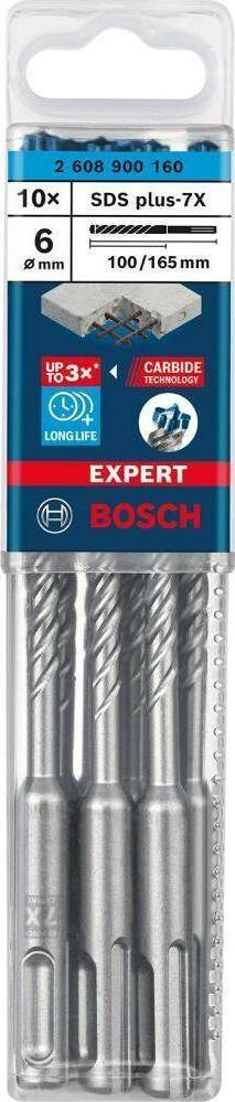 Set stërvitse goditse Bosch SDS plus 7X, 6x100x165mm, 10 copë