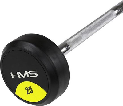 Barë fikse HMS GSG25, 25 kg, e veshur me gomë, çelik i kromuar