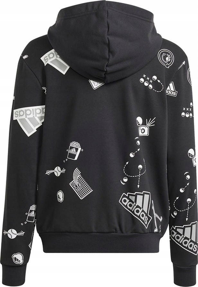 Bluzë me kapuç Adidas Bluv Zip HD për kalamaj, me zinxhir, e zezë