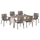 Set Tavolinë cappuccino 150×90 cm + 6 karrige me litar,"HM11501", gri