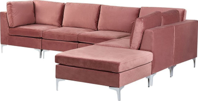 Kënd divan Beliani Evja, 5 vende, kadife, rozë