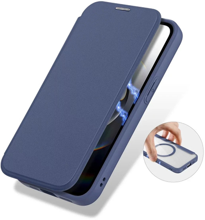 Këllëf telefoni Dux Ducis Skin X Pro për iPhone SE 2025, MagSafe, xhep karte, blu